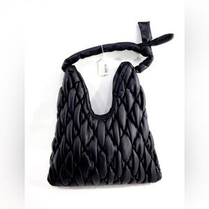 Betsey Johnson Y2K Black Quilted XOLinks Faux Leather Purse